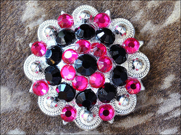 Black Hot Pink Crystal Berry Headstall Saddle Cowgirl Hilason
